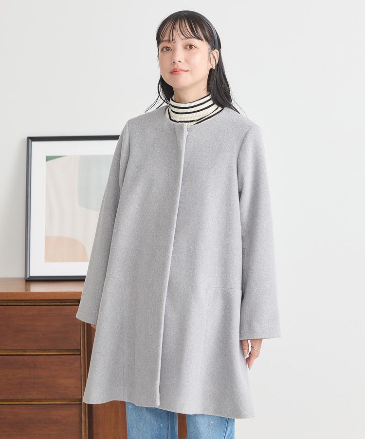 earth music&ecology「ファーカフスノーカラーコート」|ノーカラーコート|