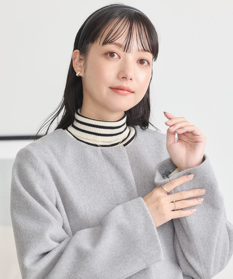 earth music&ecology「ファーカフスノーカラーコート」|ノーカラーコート|