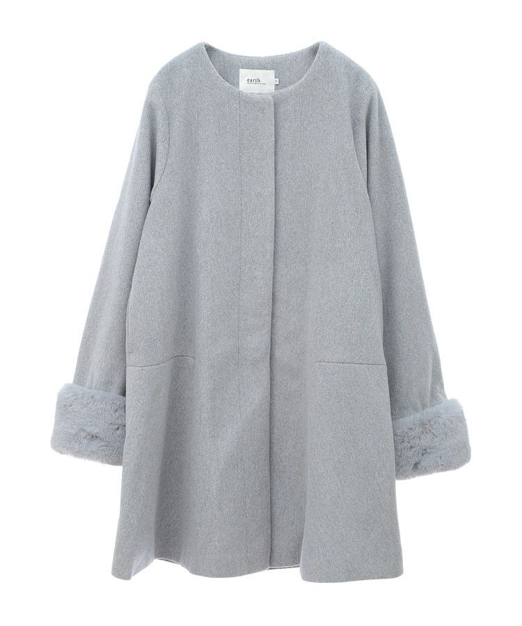 earth music&ecology「ファーカフスノーカラーコート」|ノーカラーコート|