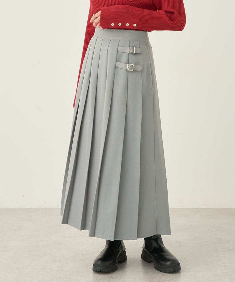 earth music&ecology「サイドバックルプリーツスカート」|スカート|Light Gray