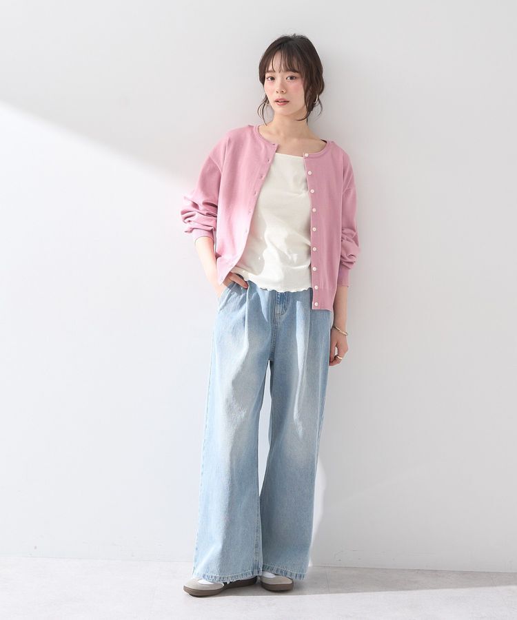 earth music&ecology「UVカット加工クルーネックニットカーディガン」|カーディガン|