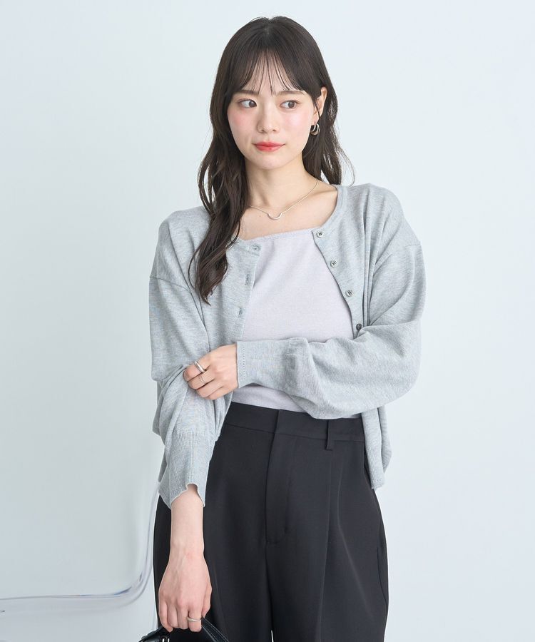 earth music&ecology「UVカット加工クルーネックニットカーディガン」|カーディガン|