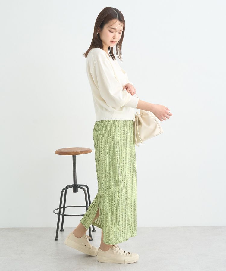 earth music&ecology「UVカット加工クルーネックニットカーディガン」|カーディガン|