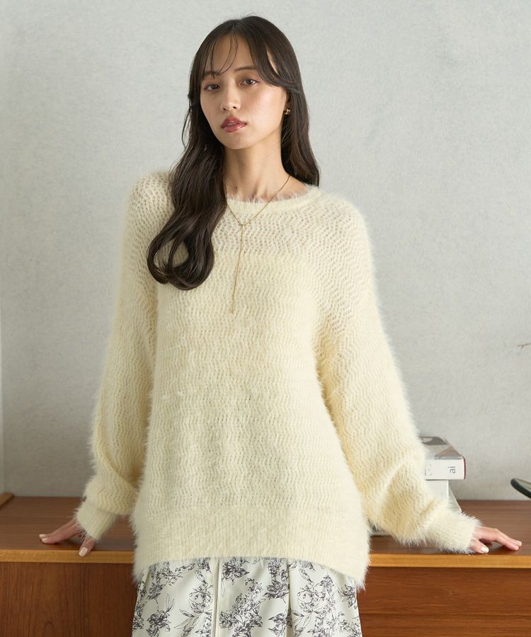 earth music&ecology「モヘヤライクレースニット」|ニット・セーター|Ivory