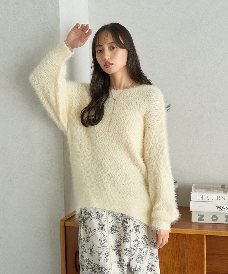 earth music&ecology「モヘヤライクレースニット」|ニット・セーター|