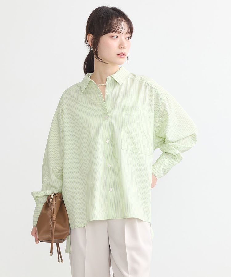 earth music&ecology「サイドスリットストライプオーバーシャツ」|シャツ・ブラウス|