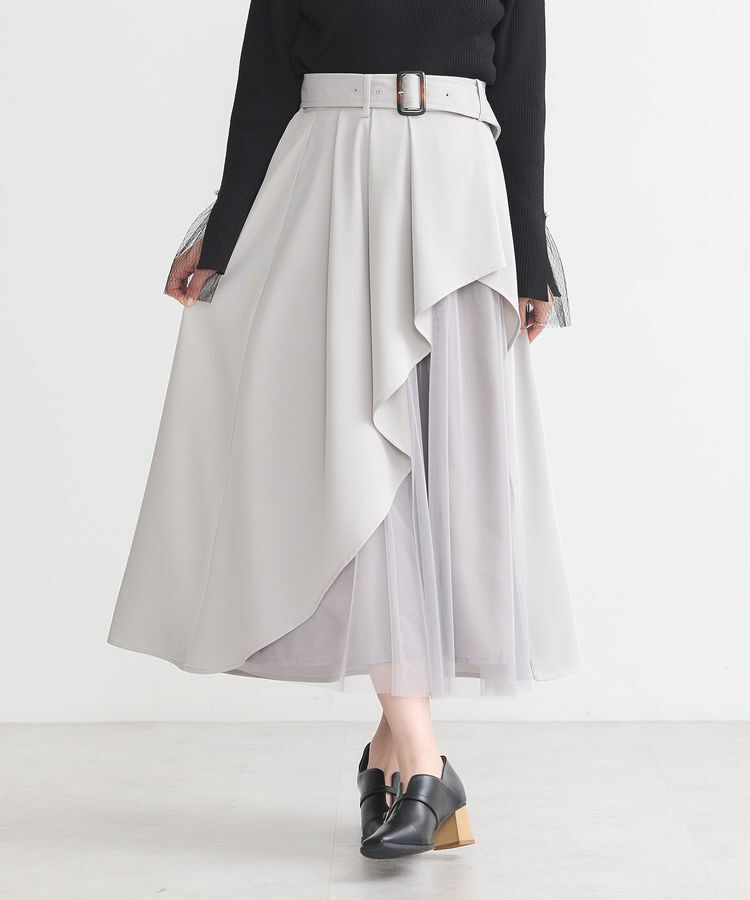 earth music&ecology「チュールドッキングイレヘムスカート」|フレア|