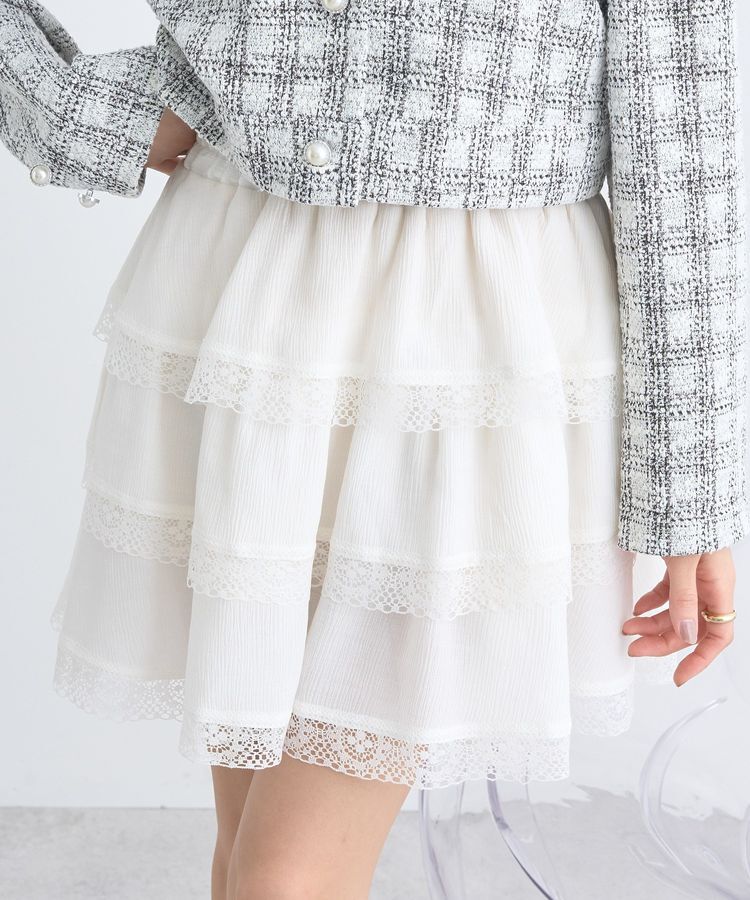 earth music&ecology「ティアードレースミニスカート」|スカート|White