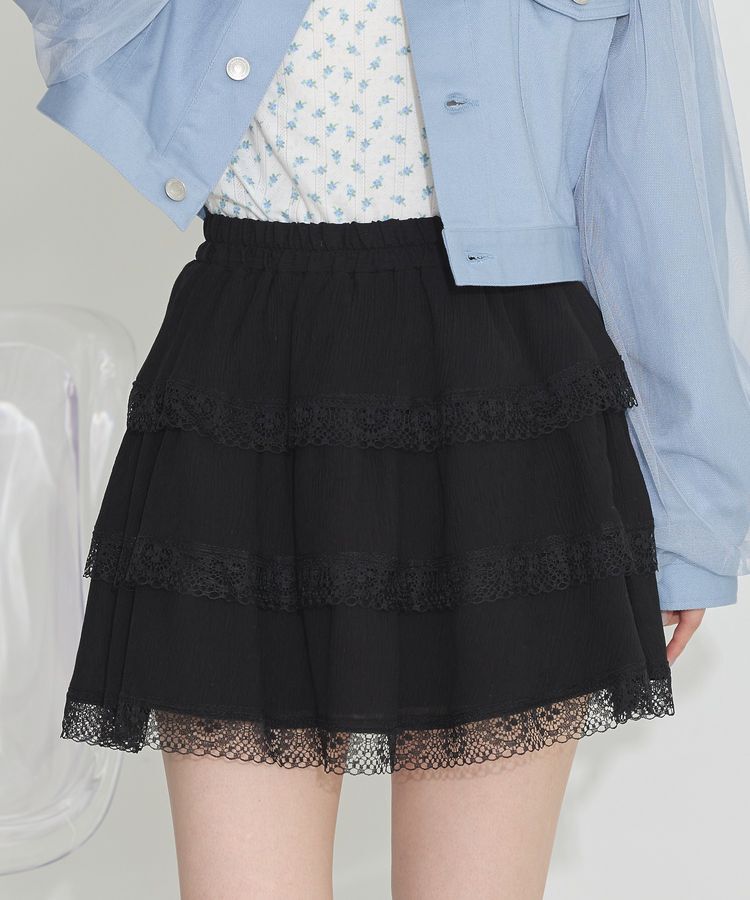 earth music&ecology「ティアードレースミニスカート」|スカート|
