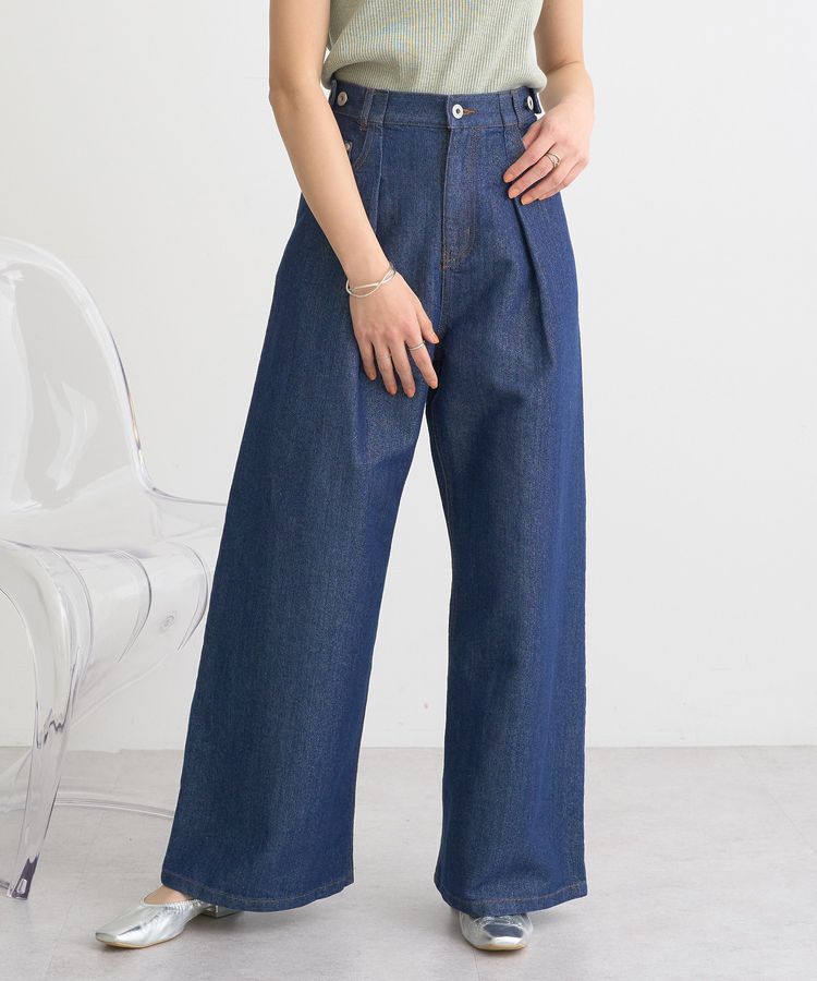 earth music&ecology「ラメデニム タックパンツ」|デニム|