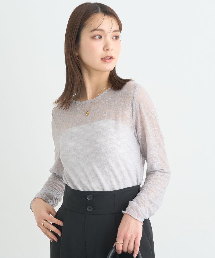 earth music&ecology「シアーレースプルオーバー」|Tシャツ・カットソー|Light Gray