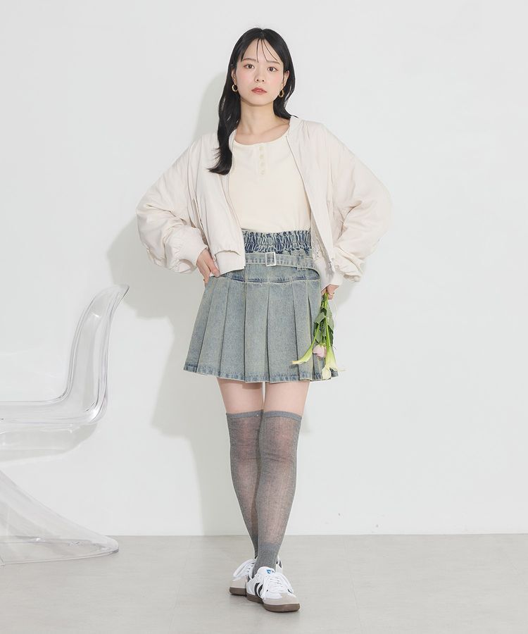 earth music&ecology「デニムプリーツスカパン」|スカート|