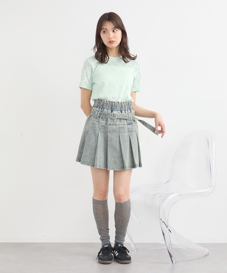 earth music&ecology「デニムプリーツスカパン」|スカート|