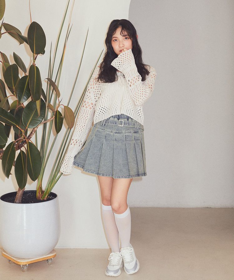 earth music&ecology「デニムプリーツスカパン」|スカート|