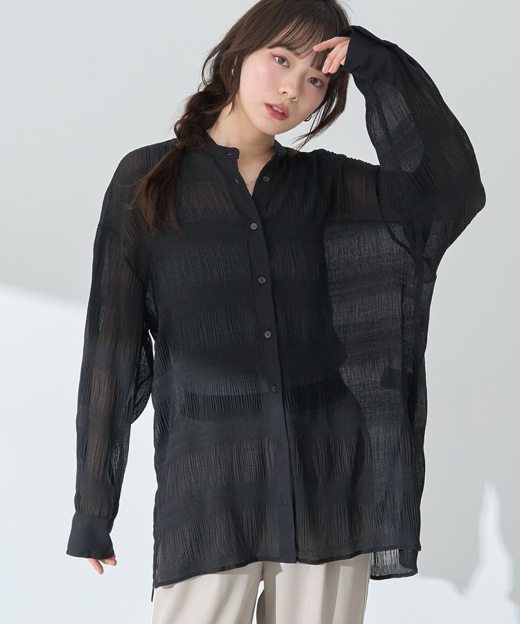 earth music&ecology「マジョリカプリーツレギュラーシャツ」|シャツ・ブラウス|Black