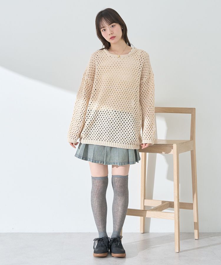 earth music&ecology「カラーメッシュプルオーバー」|チュニック|