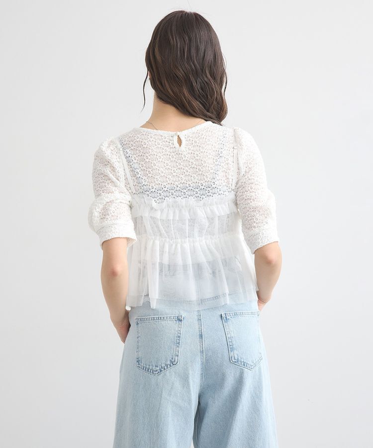 earth music&ecology「SET2点フラワープルオーバー＋チュールビスチェ」|Tシャツ・カットソー|