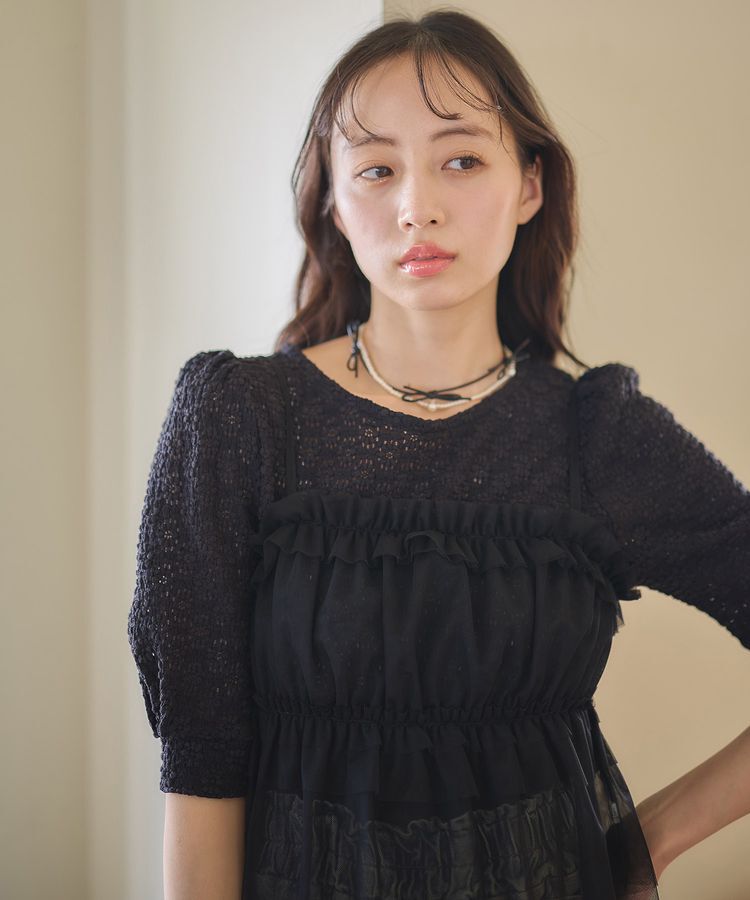 earth music&ecology「SET2点フラワープルオーバー＋チュールビスチェ」|Tシャツ・カットソー|