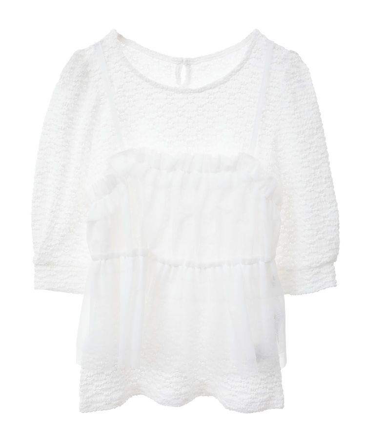 earth music&ecology「SET2点フラワープルオーバー＋チュールビスチェ」|Tシャツ・カットソー|