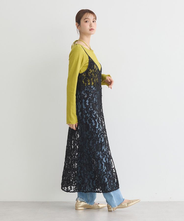 earth music&ecology「起毛レースレイヤードキャミワンピース」|ワンピース|