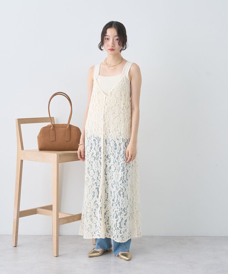 earth music&ecology「起毛レースレイヤードキャミワンピース」|ワンピース|