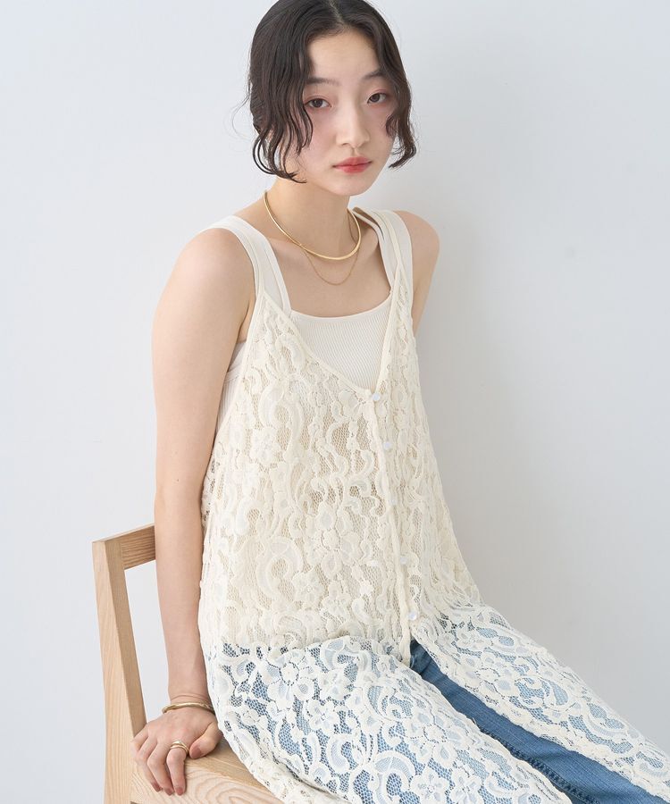 earth music&ecology「起毛レースレイヤードキャミワンピース」|ワンピース|