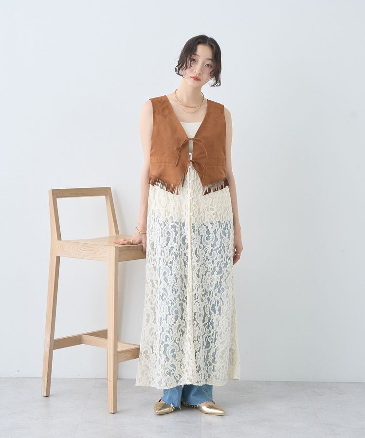 earth music&ecology「起毛レースレイヤードキャミワンピース」|ワンピース|
