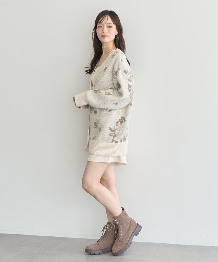 earth music&ecology「フラワージャガードラメシャギーカーディガン」|カーディガン|