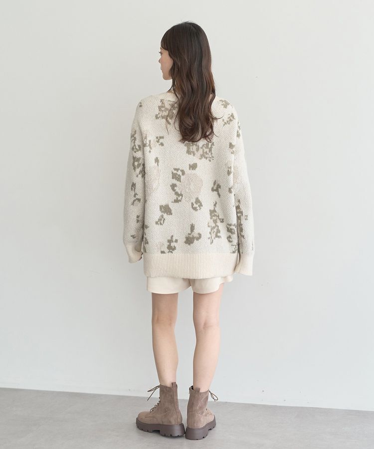 earth music&ecology「フラワージャガードラメシャギーカーディガン」|カーディガン|