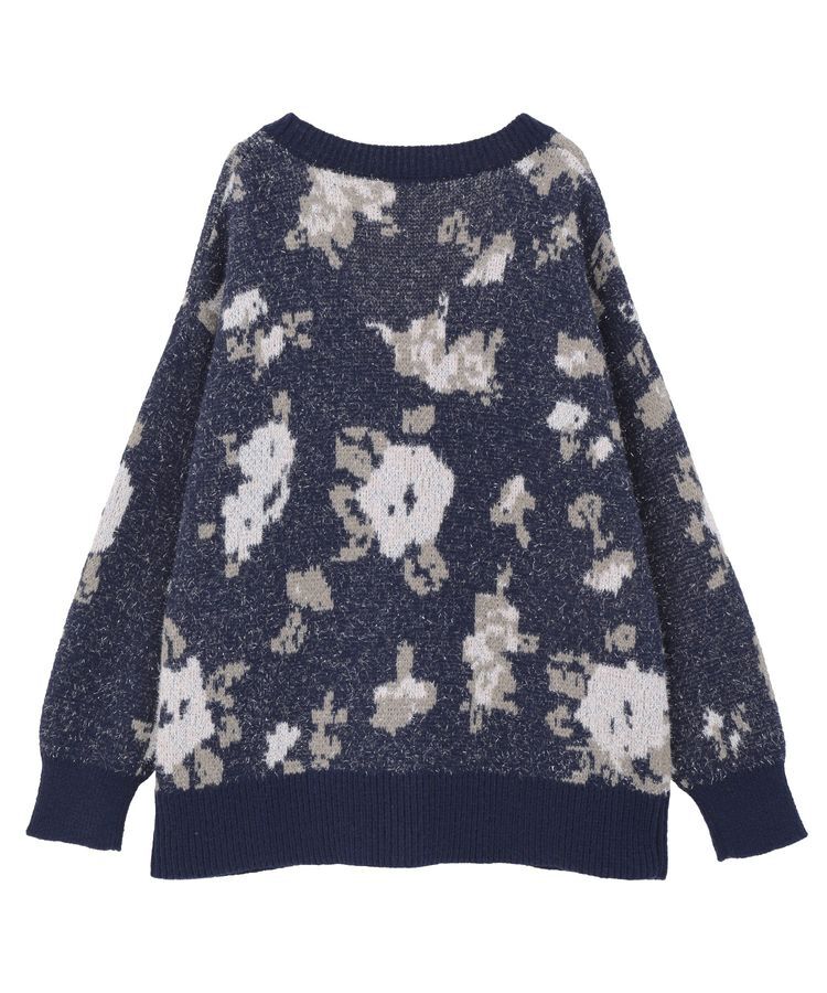 earth music&ecology「フラワージャガードラメシャギーカーディガン」|カーディガン|