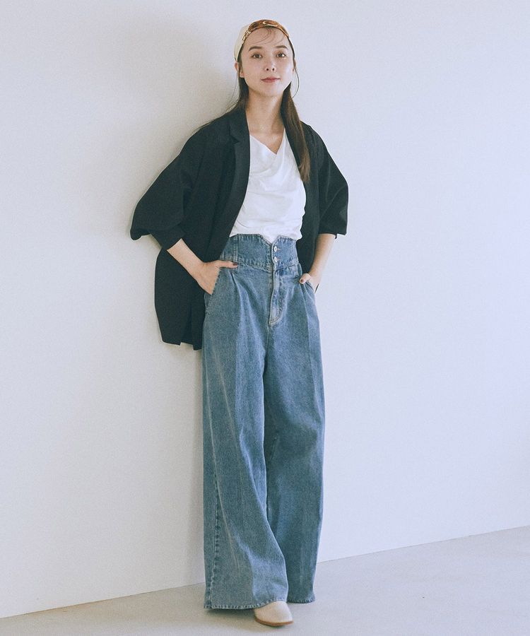 earth music&ecology「ハイウエストデニムパンツ」|デニム|