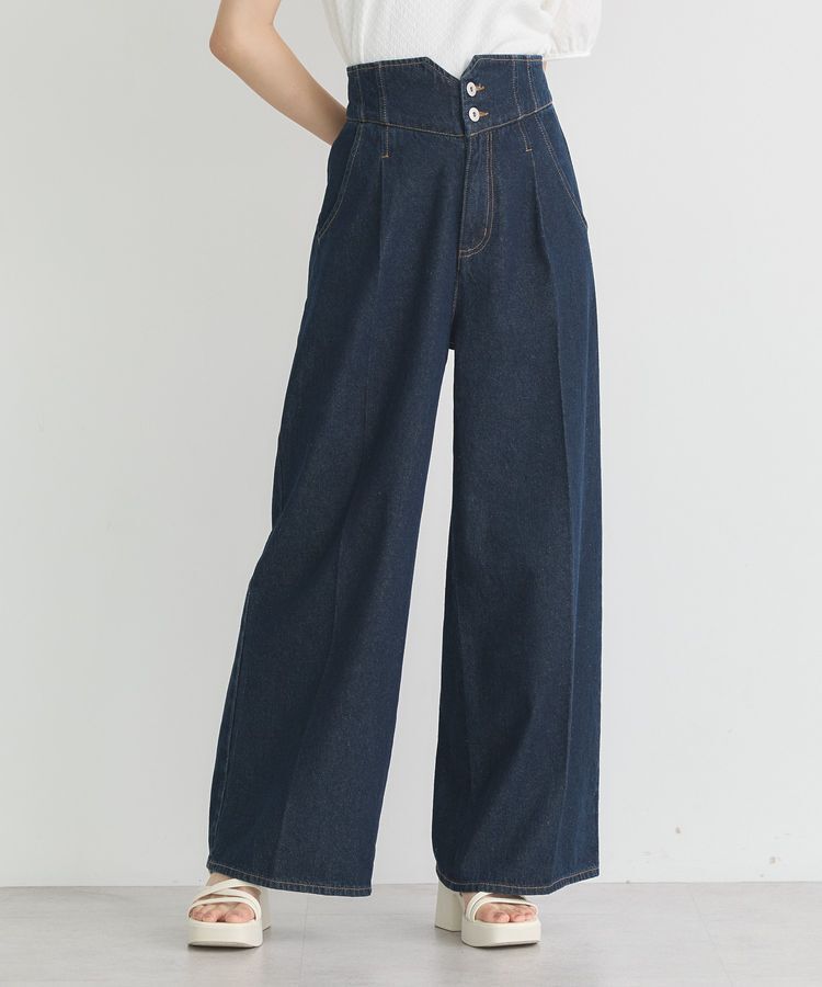 earth music&ecology「ハイウエストデニムパンツ」|デニム|