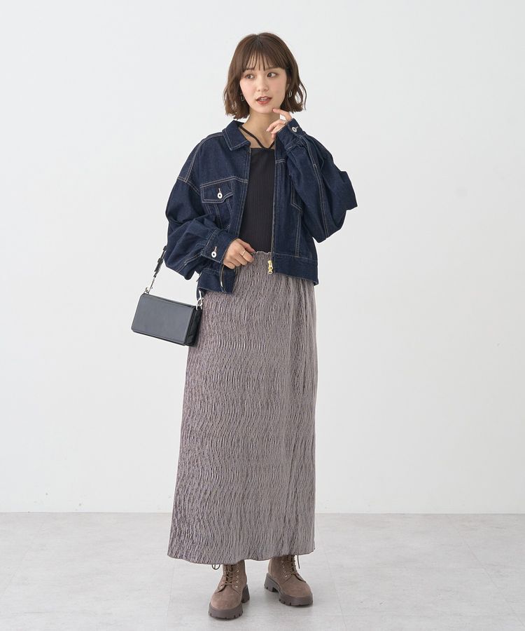 earth music&ecology「シャイニーベロアスカート」|タイト|