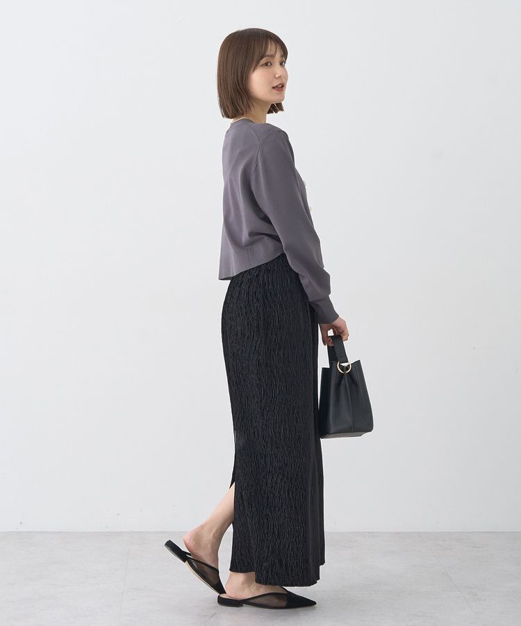 earth music&ecology「シャイニーベロアスカート」|タイト|