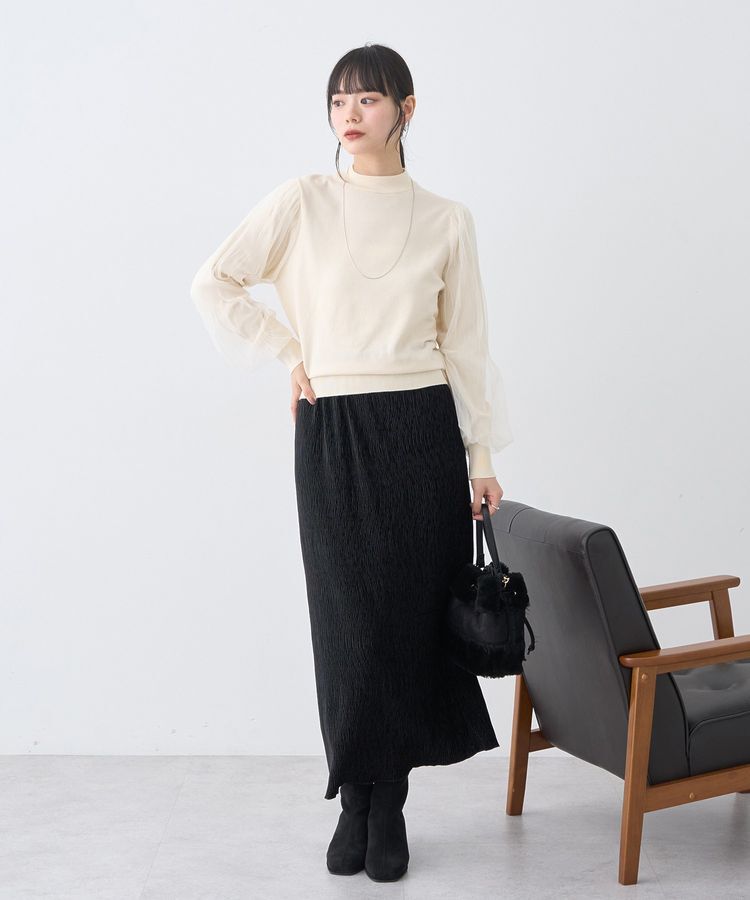 earth music&ecology「シャイニーベロアスカート」|タイト|