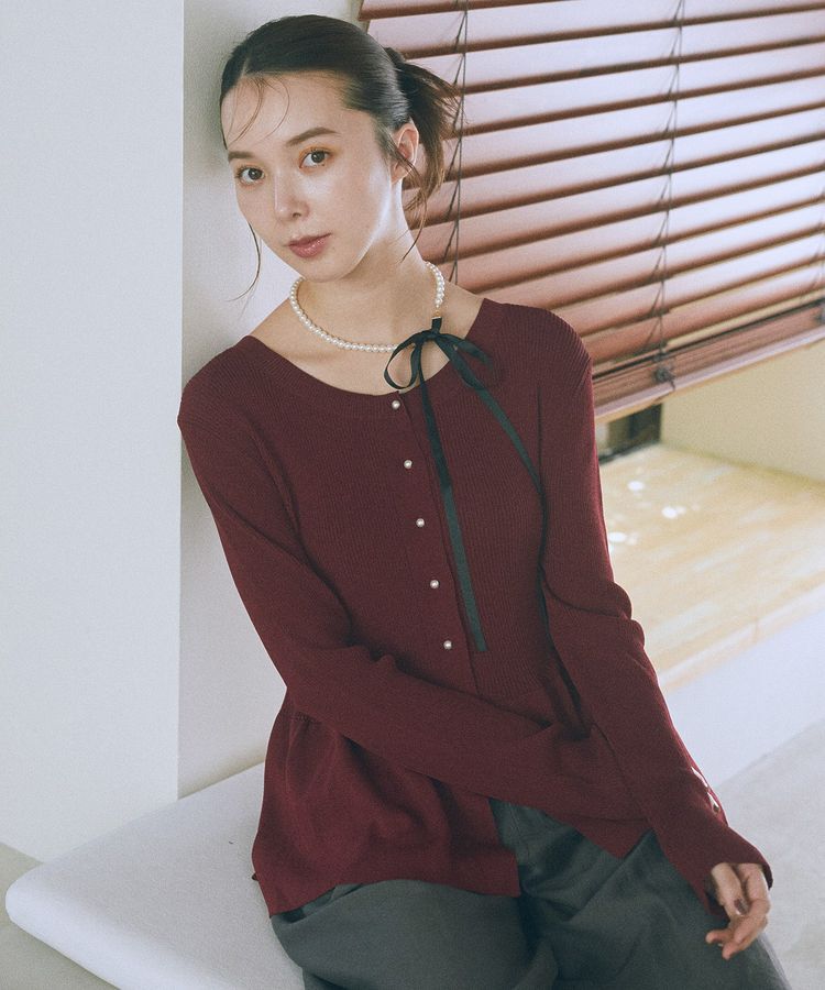 earth music&ecology「ペプラムニットカーディガン」|カーディガン|