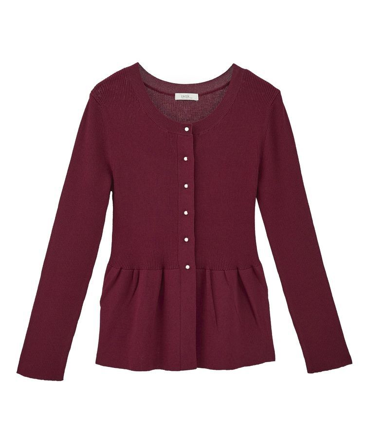 earth music&ecology「ペプラムニットカーディガン」|カーディガン|