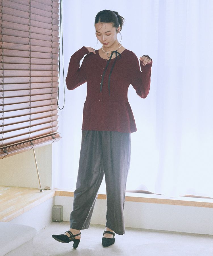 earth music&ecology「ペプラムニットカーディガン」|カーディガン|