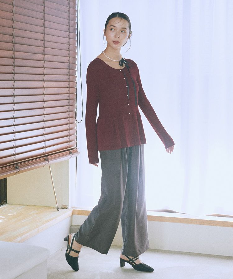 earth music&ecology「ペプラムニットカーディガン」|カーディガン|