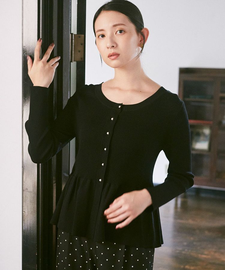 earth music&ecology「ペプラムニットカーディガン」|カーディガン|