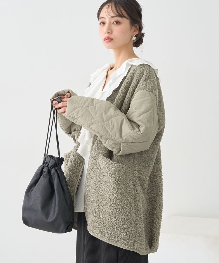 earth music&ecology「ボアキルトミドルコート」|その他|Khaki