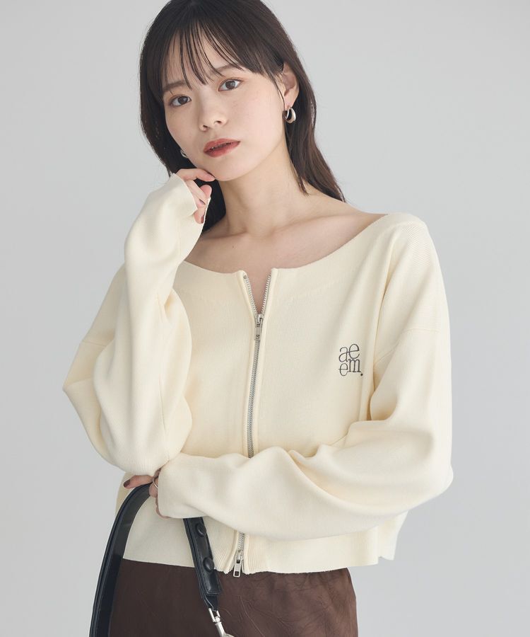 earth music&ecology「ダブルジップロゴニットプルオーバー」|ニット・セーター|
