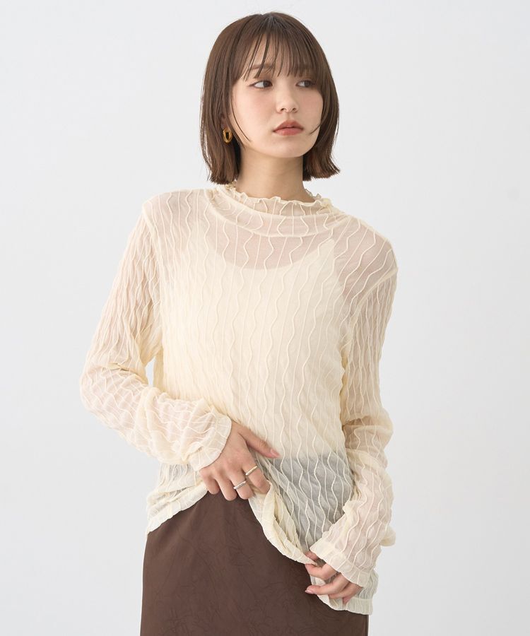 earth music&ecology「ハイネックシアーうねうねプルオーバー」|Tシャツ・カットソー|