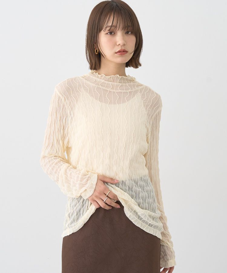 earth music&ecology「ハイネックシアーうねうねプルオーバー」|Tシャツ・カットソー|