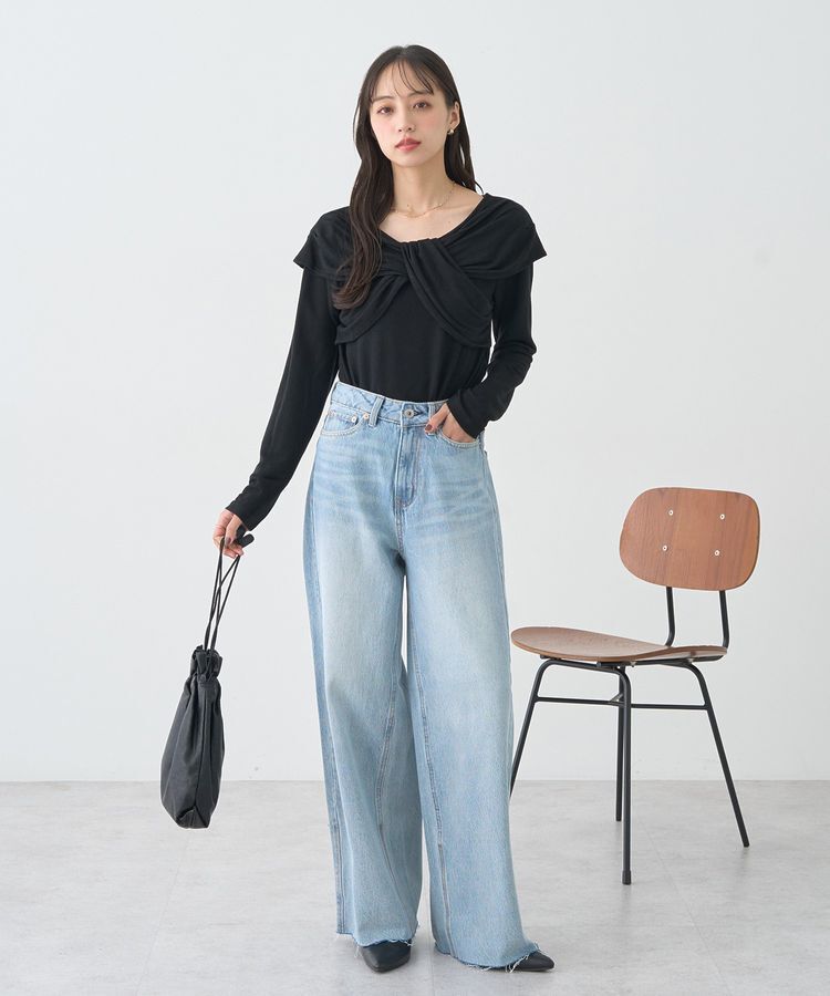 earth music&ecology「リボンライクドレーププルオーバー」|Tシャツ・カットソー|