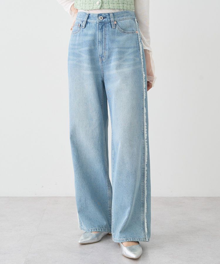 earth music&ecology「ワイドフリンジデニムパンツ」|デニム|