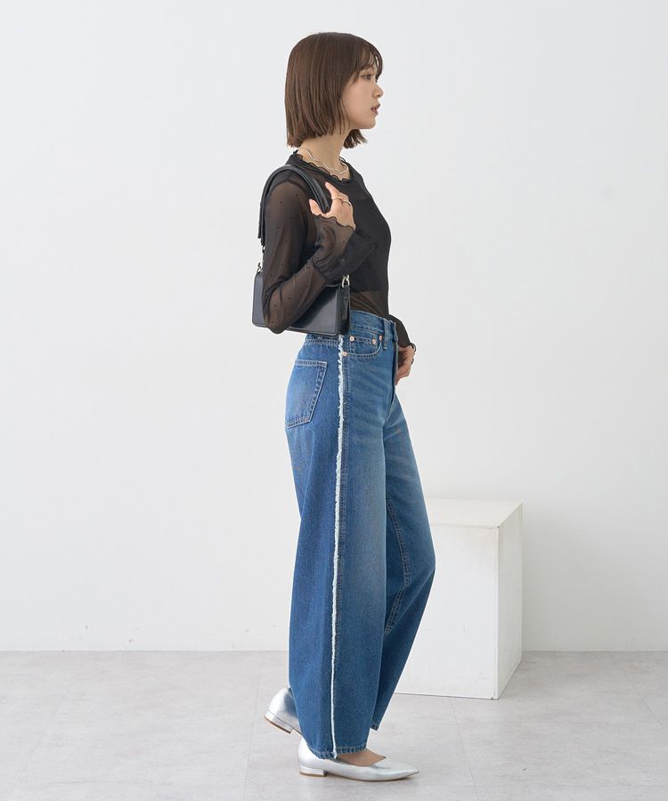 earth music&ecology「ワイドフリンジデニムパンツ」|デニム|