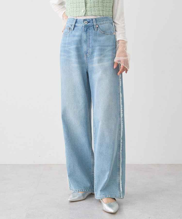 earth music&ecology「ワイドフリンジデニムパンツ」|デニム|