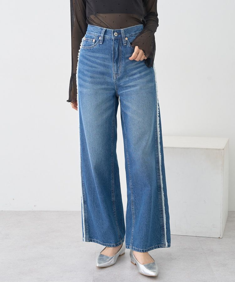 earth music&ecology「ワイドフリンジデニムパンツ」|デニム|