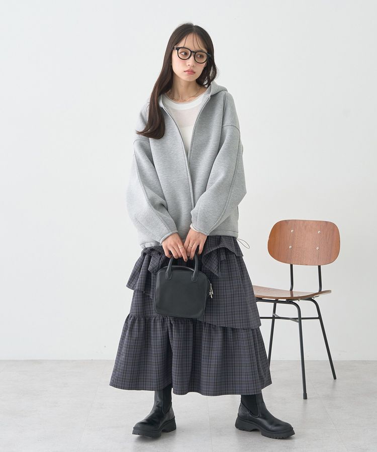 earth music&ecology「ハイウエストランダムティアードチェックスカート」|フレア|